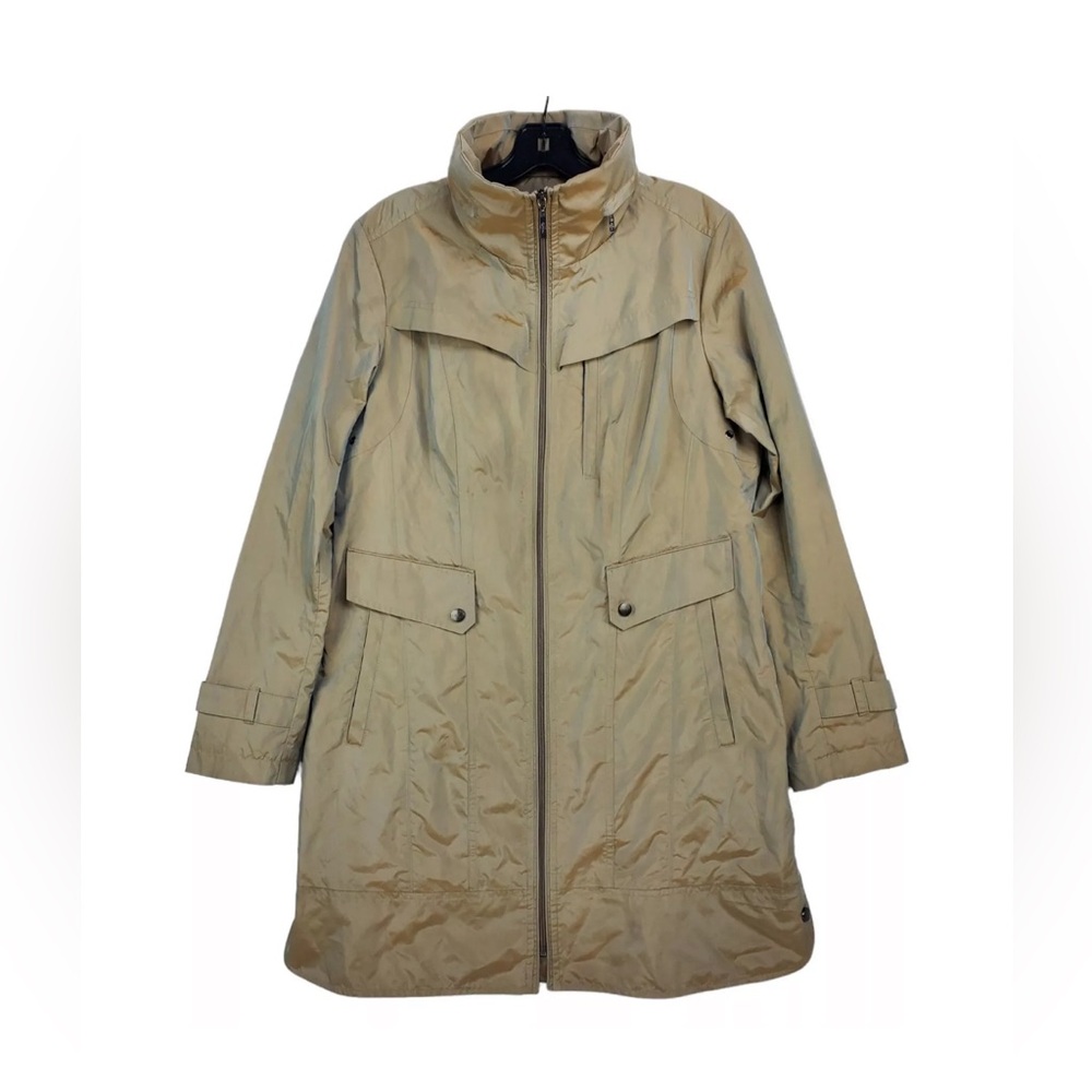 Cole Haan Topaz Beige Packable Hooded Rain Jacket Coat Size Medium